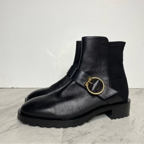 Stuart Weitzman Luxering Black Leather Bootie 7B - Picture 14 of 14